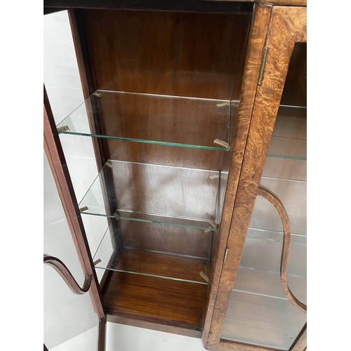 147 - ART DECO DISPLAY CASE, walnut, of breakfront form, with four glazed doors enclosing shelves, 152cm W... 