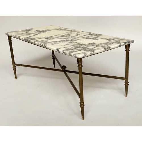 156 - LOW TABLE, Regency style rectangular arabiscata marble raised upon gilt metal reeded X stretchered s... 