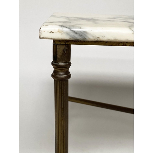 156 - LOW TABLE, Regency style rectangular arabiscata marble raised upon gilt metal reeded X stretchered s... 