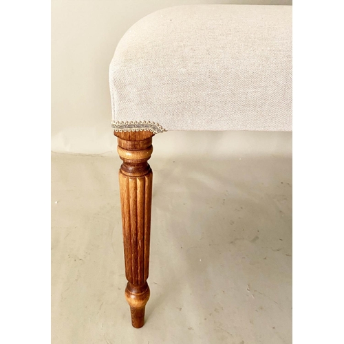 429 - WINDOW SEAT, 49cm x 98cm x 40cm, Victorian style, neutral upholstery seat, turned and reeded support... 