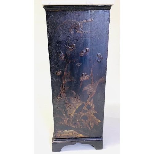 87 - SIDE CABINET, early 19th century Chinoiserie and gilt decorated with marble top and panel door enclo... 
