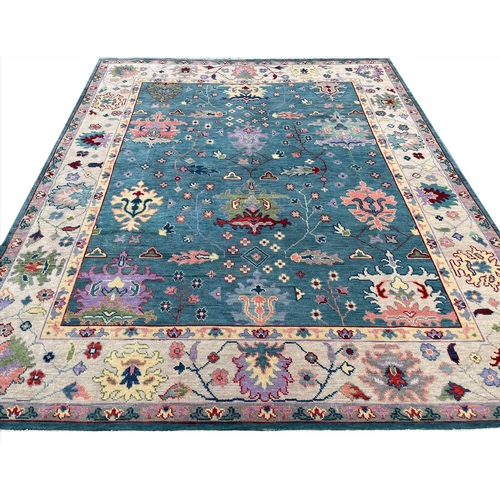 85 - CONTEMPORARY OUSHAK CARPET, 297cm x 240cm, Voysey design.