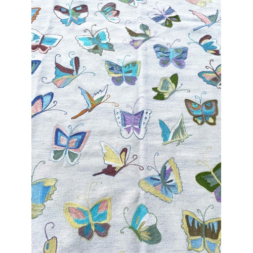 87 - FINE SUZANI BUTTERFLY KILIM, 297cm x 207cm.