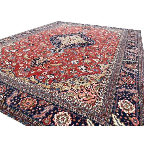 89 - ANTIQUE PERSIAN HERIZ CARPET, 375cm x 290cm.