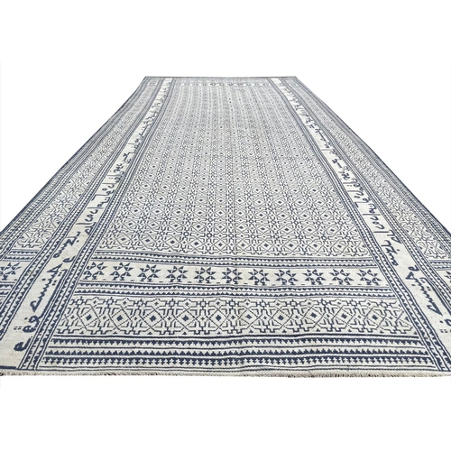 91 - VINTAGE PERSIAN YAZD REVERSIBLE COTTON FLATWEAVE, 610cm x 300cm, dated 1388 Hiijri calender (56 year... 