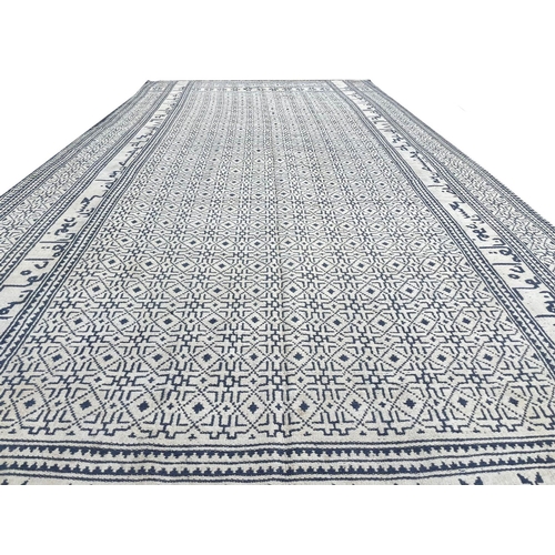 91 - VINTAGE PERSIAN YAZD REVERSIBLE COTTON FLATWEAVE, 610cm x 300cm, dated 1388 Hiijri calender (56 year... 