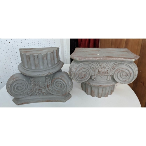 339 - IONIC COLUMN WALL NICHES, a pair, aged painted finish, 43cm x 20cm x 32cm. (2)