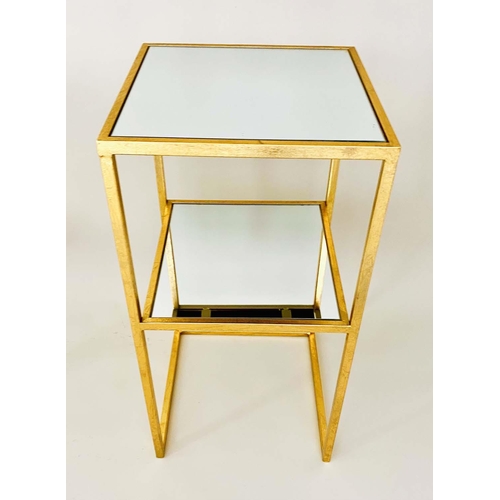 394 - SIDE TABLES, pair, 66cm H x 31cm W x 31cm D, gilt metal frames with mirrored glass inserts (2)