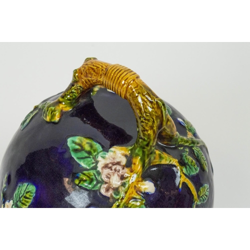 7 - MAJOLICA CHEESE DOME, after George Jones, 30cm H x 26cm W, 'apple blossom pattern', cobalt blue grou... 