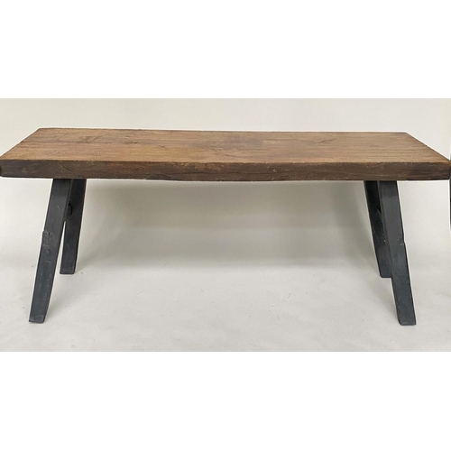 260 - KITCHEN TABLE, 73cm H x 180cm x 59cm, 19th century French cherrywood thick planked with splayed stre... 