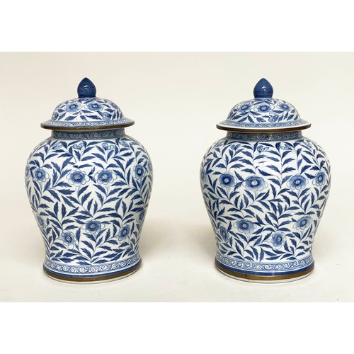 249 - GINGER JARS, a pair, Chinese blue and white ceramic with lids by Maitland Smith, 28cm H. (2)