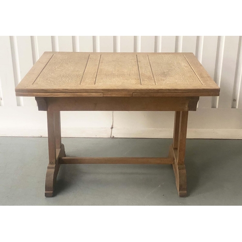 252 - EXTENDING DINING TABLE, early 20th century oak rectangular planked and cleated extending with two le... 