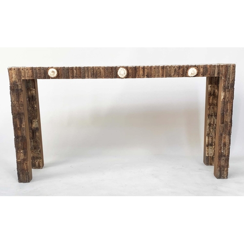 241 - ESTATE/LODGE TABLE, 76cm H x 141cm W x 41cm D, rectangular applied antler cladding with squirrel car... 