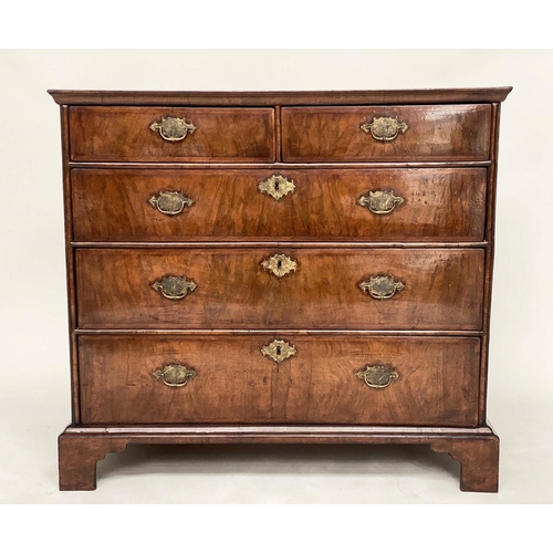 233 - CHEST, 92cm H x 100cm W x 54cm D, early 18th century English Queen Anne figured walnut with two shor... 