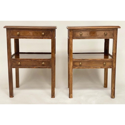 236 - LAMP TABLES, a pair, 74cm H x 52cm x 41cm, George III design walnut each with two tiered drawers. (2... 