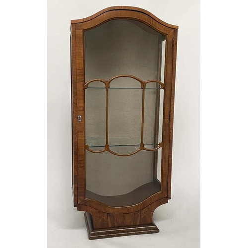 240 - ART DECO DISPLAY CABINET, burr walnut with two 'cloud' shaped glazed doors and shaped plinth, 57cm W... 