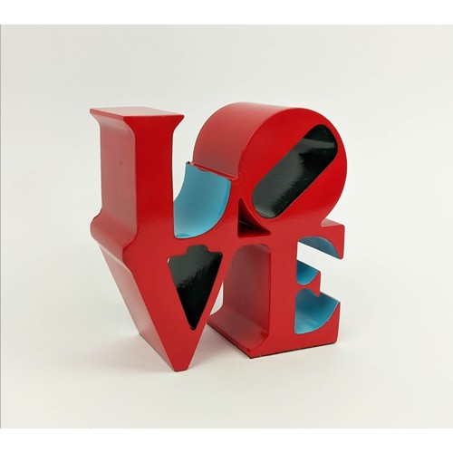 49 - AFTER ROBERT INDIANA (American 1928-2018), 'Love (red)' painted polystone sculpture, 15cm x 15cm x 7... 