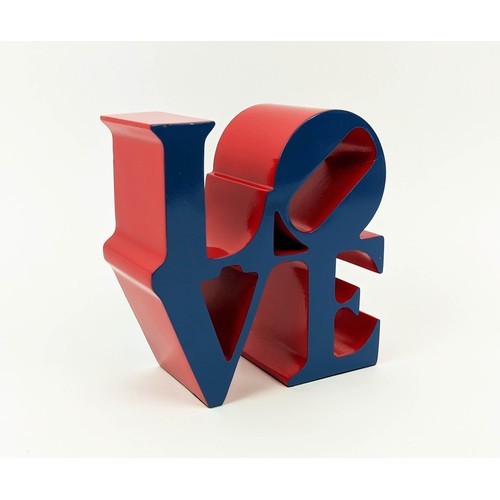 50 - AFTER ROBERT INDIANA (American 1928-2018), 'Love (blue)' painted polystone sculpture, 15cm x 15cm x ... 