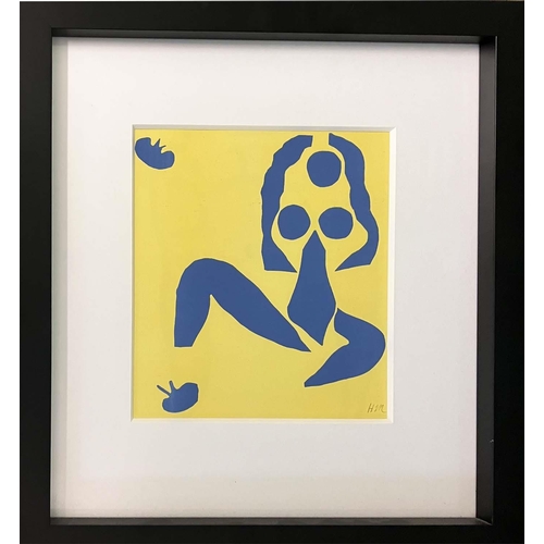 30 - AFTER HENRI MATISSE, 'Blue Nude', lithograph, 25cm x 22cm, printed monogram in image framed.