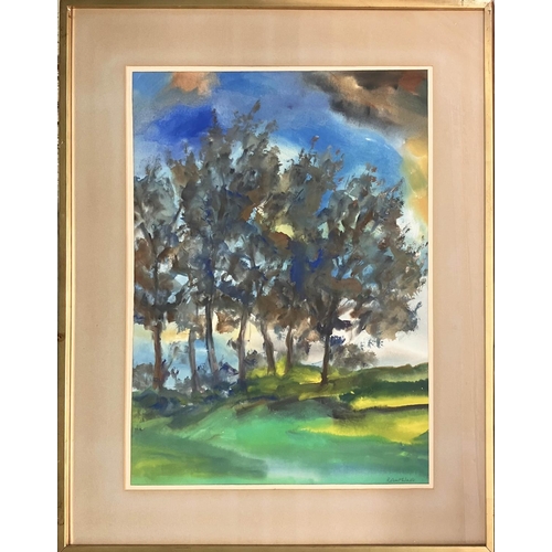 55 - ROBERT 'BOB' WALLS, New Zealand (1927-1999) 'Landscape', watercolour, 72cm x 52cms, signed framed.