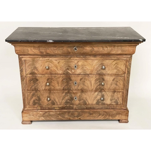 111 - COMMODE, 19th French Louis Philippe, bleached figured mahogany and silvered metal mounted with four ... 