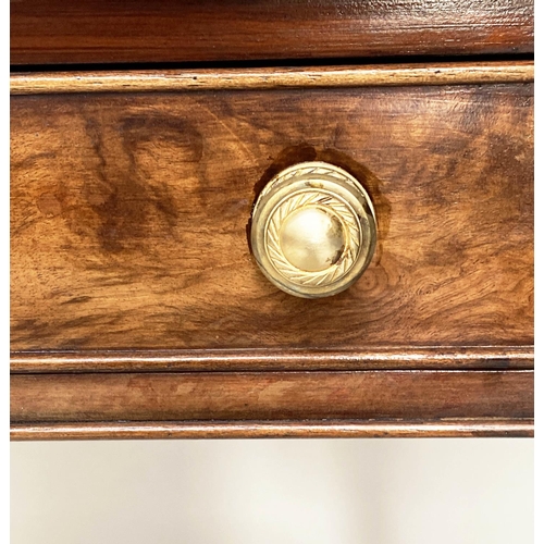115 - HALL TABLE, George III design burr walnut and crossbanded with two frieze  drawers, 120cm W x 32cm D... 