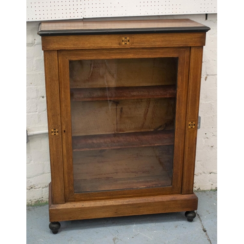 142 - PIER CABINET, 107cm H x 80cm x 30cm, Victorian circa 1860 with glazed door and inlay.