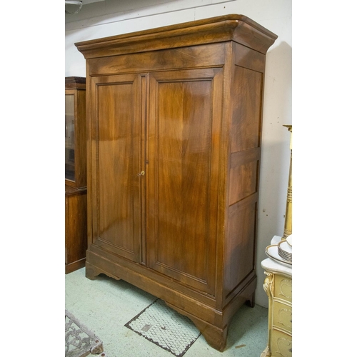 145 - ARMOIRE, 228cm H x 166cm W x 66cm D, 19th century Continental walnut with two doors enclosing four d... 