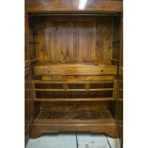 145 - ARMOIRE, 228cm H x 166cm W x 66cm D, 19th century Continental walnut with two doors enclosing four d... 