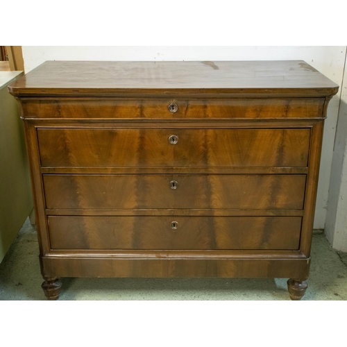 146 - COMMODE, 194cm H x 118cm W x 59cm D, 19th century Continental walnut with four drawers.