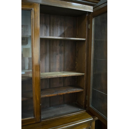 148 - BOOKCASE, 119cm H x 117cm W x 47cm D, Edwardian, circa 1900, with two glazed doors enclosing shelves... 