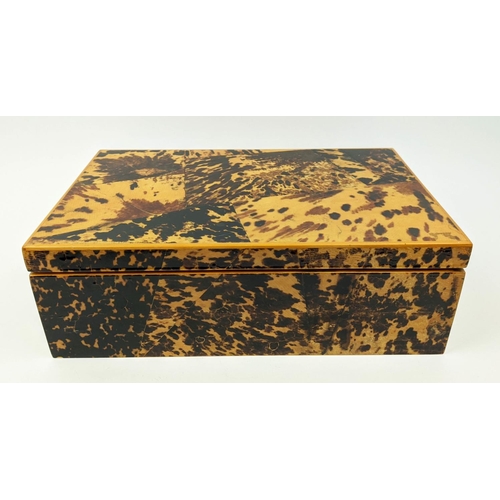 17 - TORTOISESHELL VENEERED BOX, enclosing a single compartment, 20th century 11.5cm H x 36cm x 23cm.