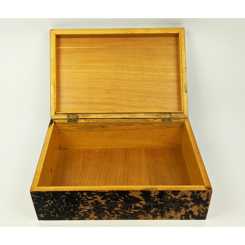 17 - TORTOISESHELL VENEERED BOX, enclosing a single compartment, 20th century 11.5cm H x 36cm x 23cm.
