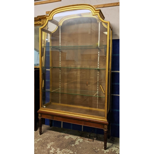 172 - VITRINE, 215cm H x 36cm x 125cm, late 19th century French giltwood and mahogany of large proportions... 