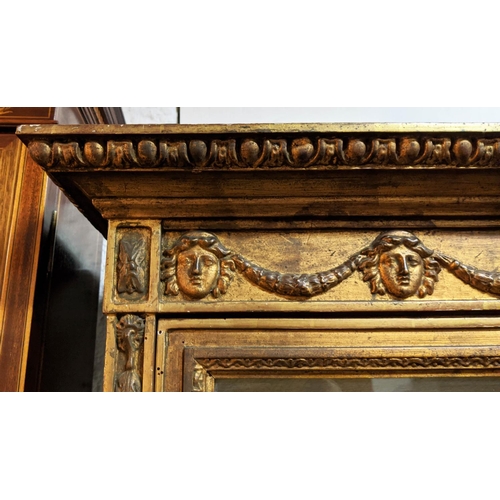 173 - VITRINE, 91cm x 191cm H x 43cm, 19th century giltwood with a decorative frieze and glazed door enclo... 