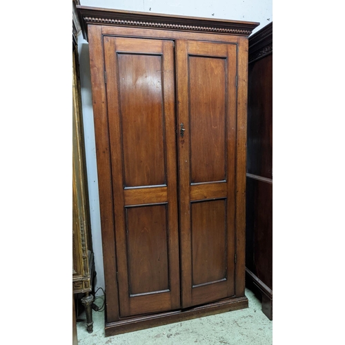 174 - HALL CUPBOARD/WARDROBE, 182cm H x 101cm x 45cm, late 19th/early 20th century mahogany with a dentil ... 