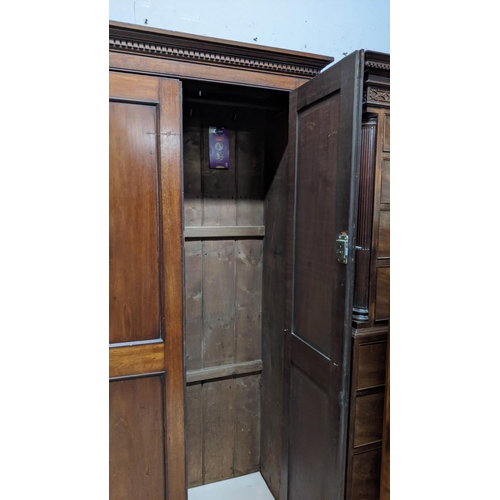 174 - HALL CUPBOARD/WARDROBE, 182cm H x 101cm x 45cm, late 19th/early 20th century mahogany with a dentil ... 