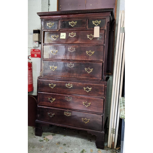 180 - CHEST ON CHEST, 182cm H x 52cm x 101cm, George II mahogany with nine drawers in two parts.