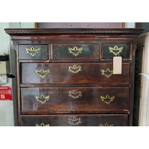 180 - CHEST ON CHEST, 182cm H x 52cm x 101cm, George II mahogany with nine drawers in two parts.