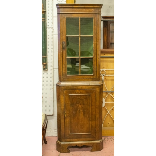 266 - CORNER CABINET, 183cm H x 62cm W x 31cm D, early 20th century, George I style walnut with glazed doo... 