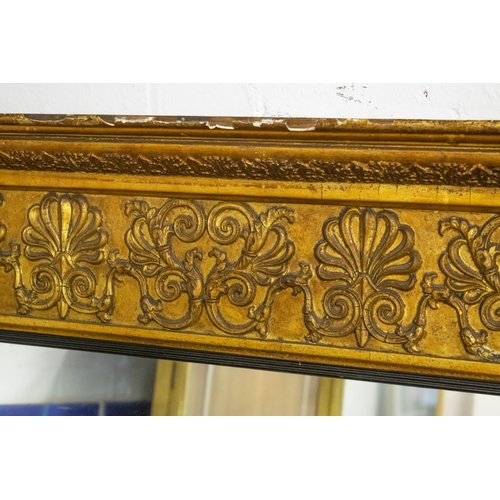 268 - OVERMANTEL, 78cm H x 128cm W, Regency giltwood and gesso with later pub style inscribed plate.