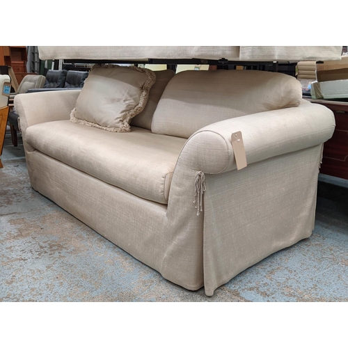 411 - J ROBERT SCOTT JOSEPHINE SOFA, 240cm W, silk and wool upholstery.