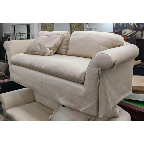 412 - J ROBERT SCOTT JOSEPHINE SOFA, 240cm W, silk and wool upholstery.