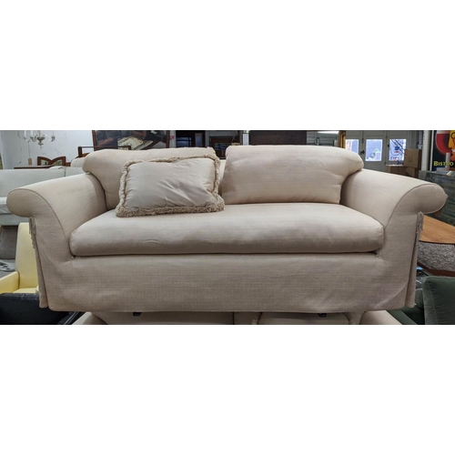 412 - J ROBERT SCOTT JOSEPHINE SOFA, 240cm W, silk and wool upholstery.