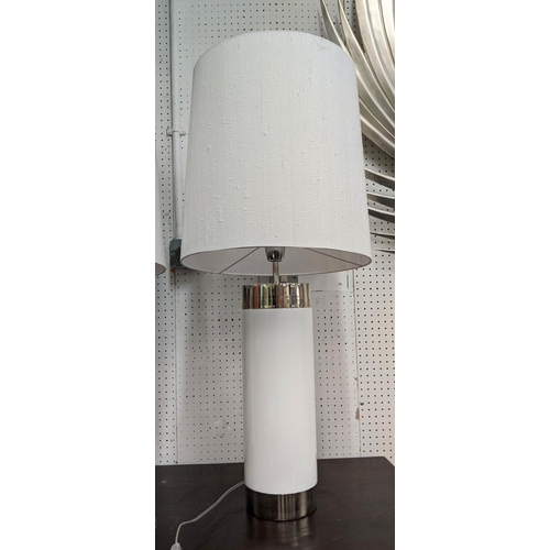 415 - TABLE LAMPS, a pair, contemporary oversized design, with white shades, 91cm H x approx in all. (2)