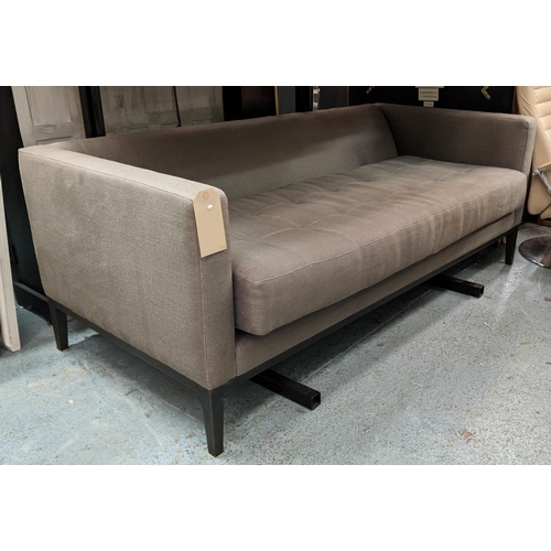 416 - SOFA, 176cm W, grey stitched fabric upholstered.