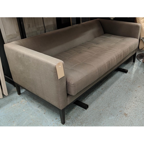 416 - SOFA, 176cm W, grey stitched fabric upholstered.