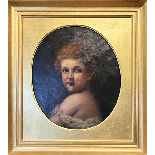 56 - 19TH CENTURY SCHOOL, 'Portrait of a Young Girl', oil on canvas, 48cm x 40cm, framed.