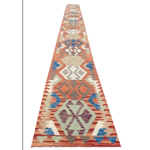 90 - ANATOLIAN KILIM LONG RUNNER, 670cm x 62cm.