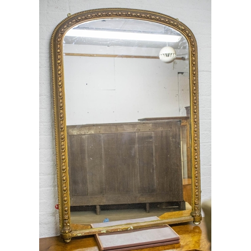 273 - OVERMANTEL, 137cm H x 92cm W, Victorian giltwood with old arched plate.